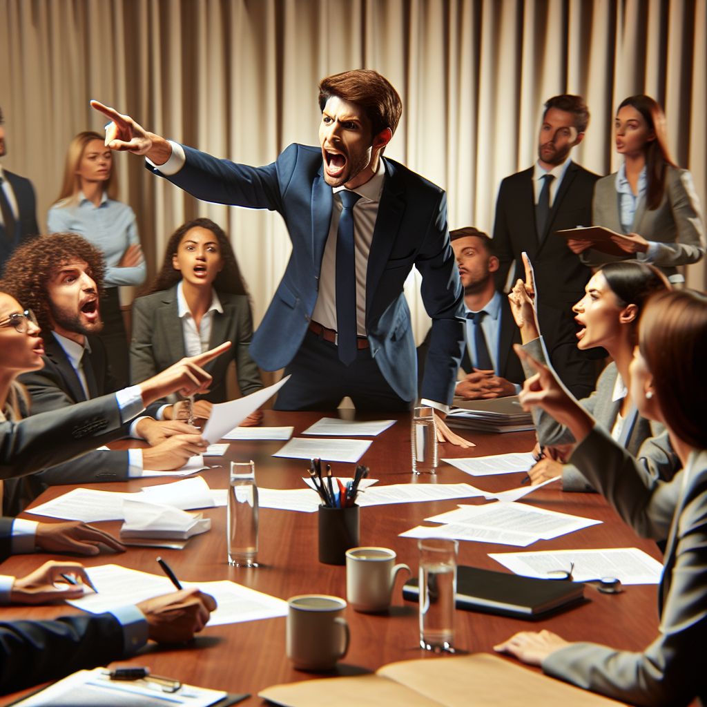 congresista:  - Un congresista en un debate, discutiendo con entusiasmo alrededor de una mesa redonda.