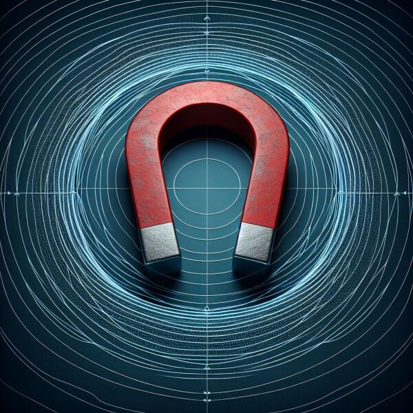 magnetismo: Una herradura imantada, rodeada de campos magnticos.