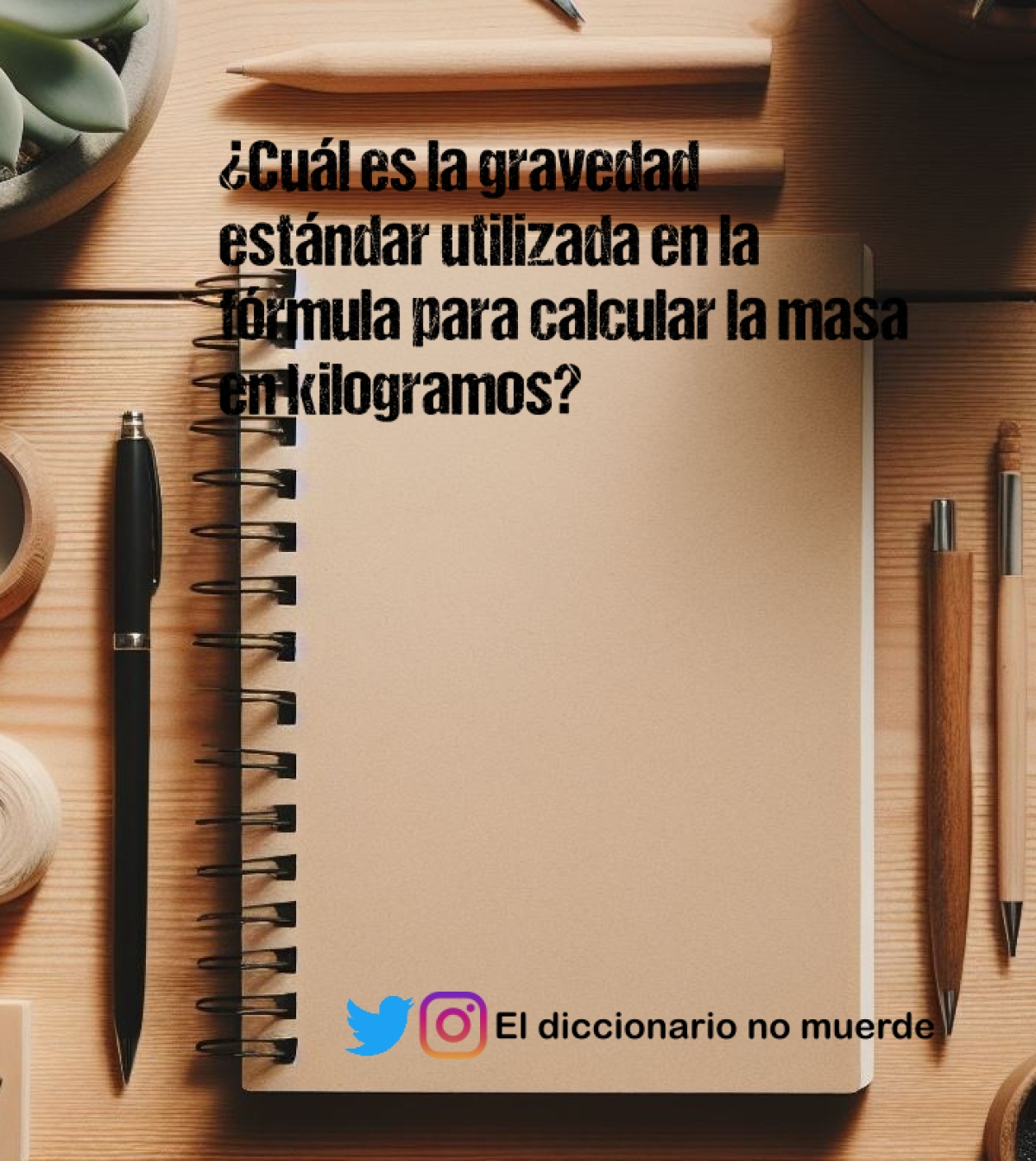 ¿Cuál es la gravedad estándar utilizada en la fórmula para calcular la masa en kilogramos?