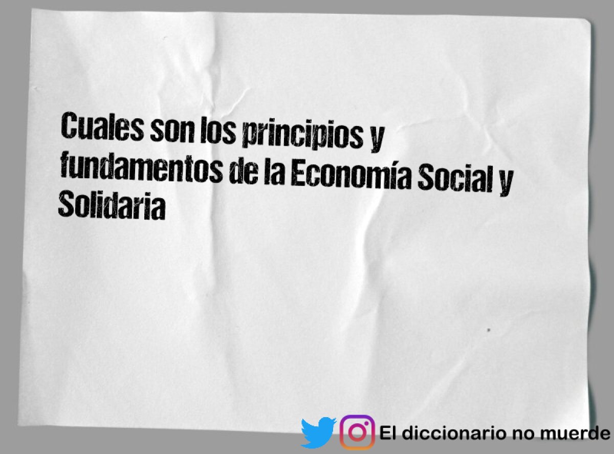 Cuales son los principios y fundamentos de la Economía Social y Solidaria 