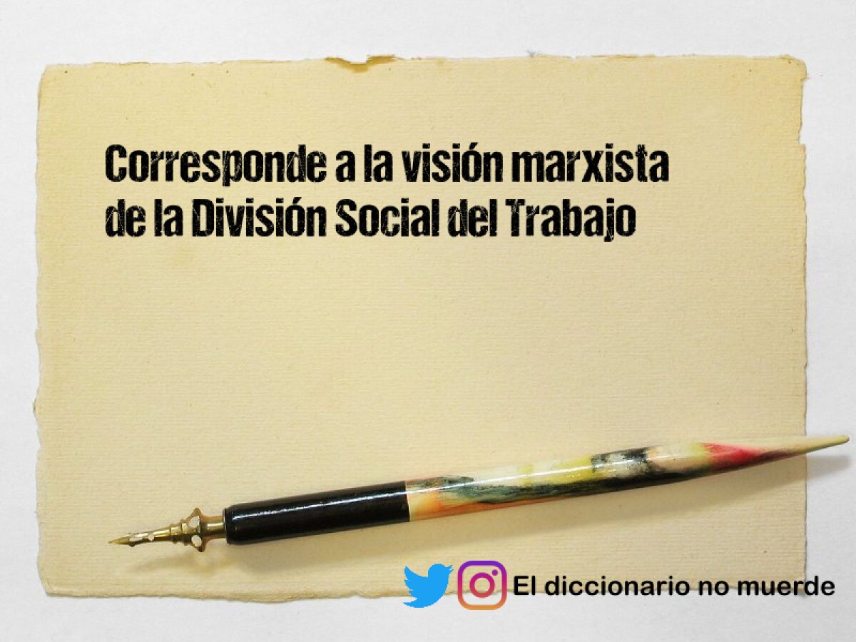 Corresponde a la visión marxista de la División Social del Trabajo  