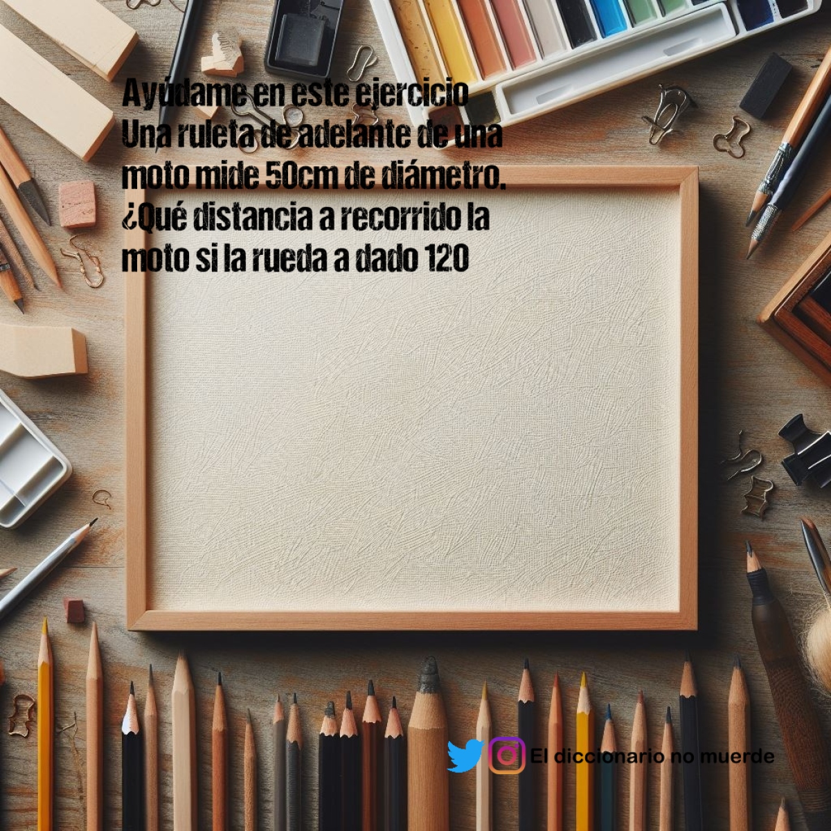 Ayúdame en este ejercicio
Una ruleta de adelante de una moto mide 50cm de diámetro. ¿Qué distancia 