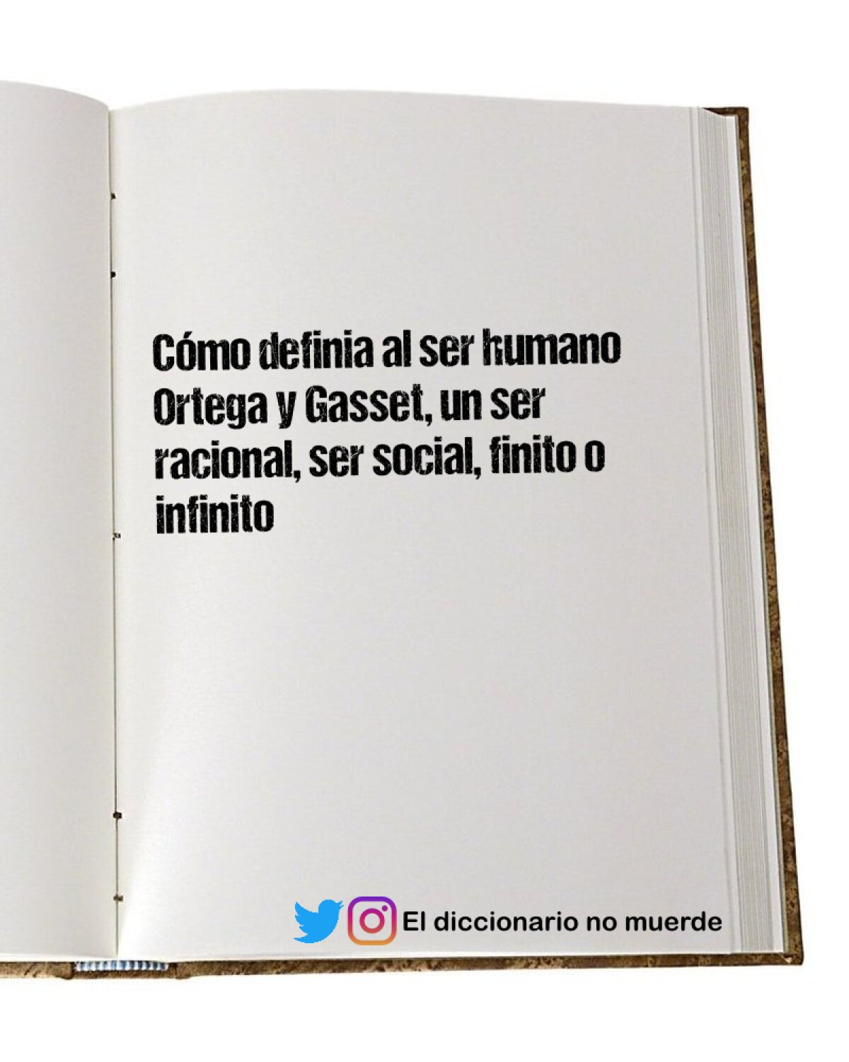 Cómo definia al ser humano Ortega y Gasset, un ser racional, ser social, finito o infinito