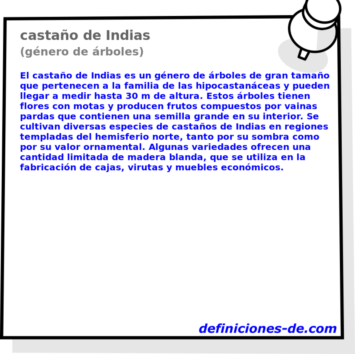 Castaño de Indias (género de árboles) Significado de