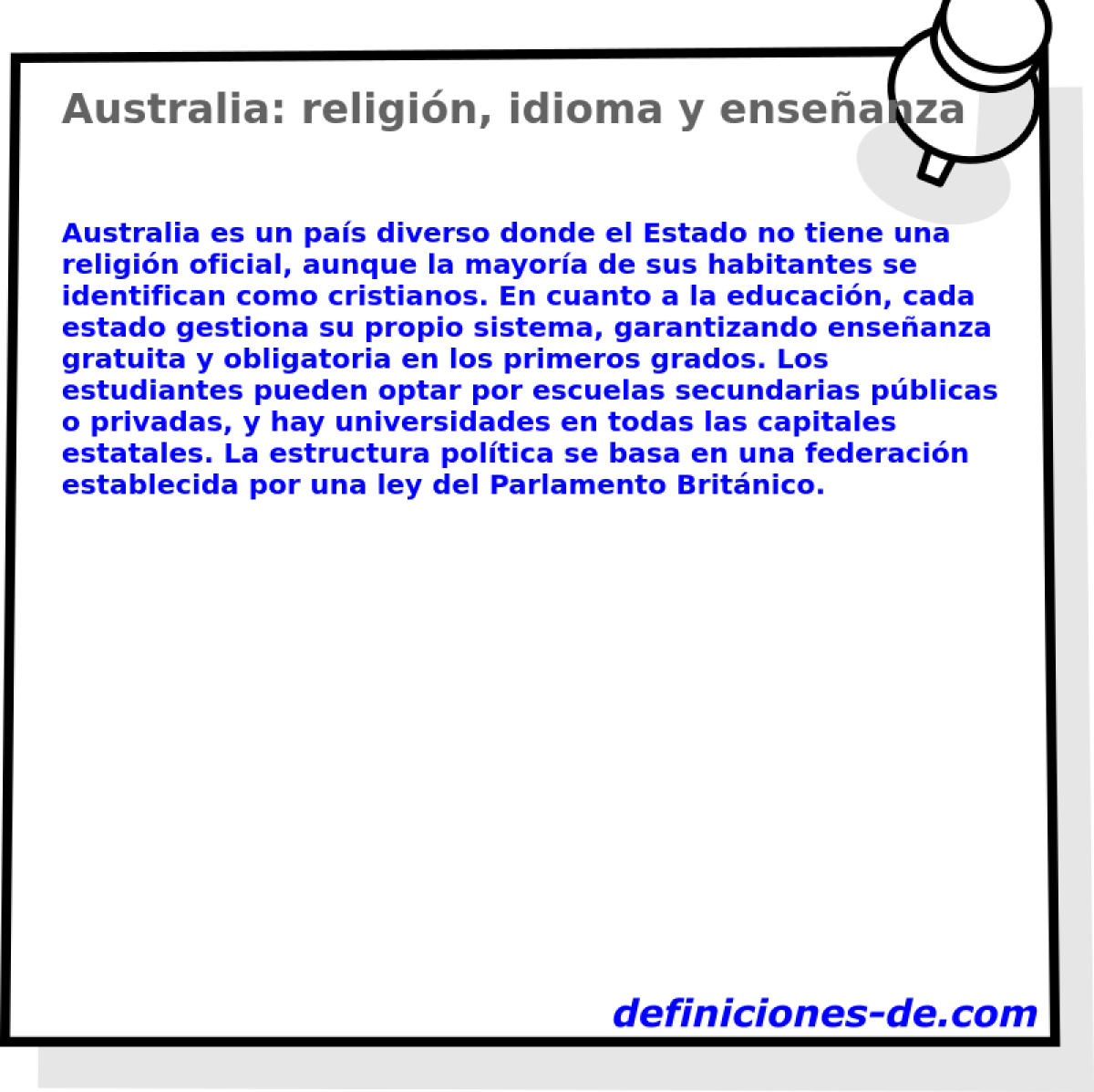 Australia: religin, idioma y enseanza 