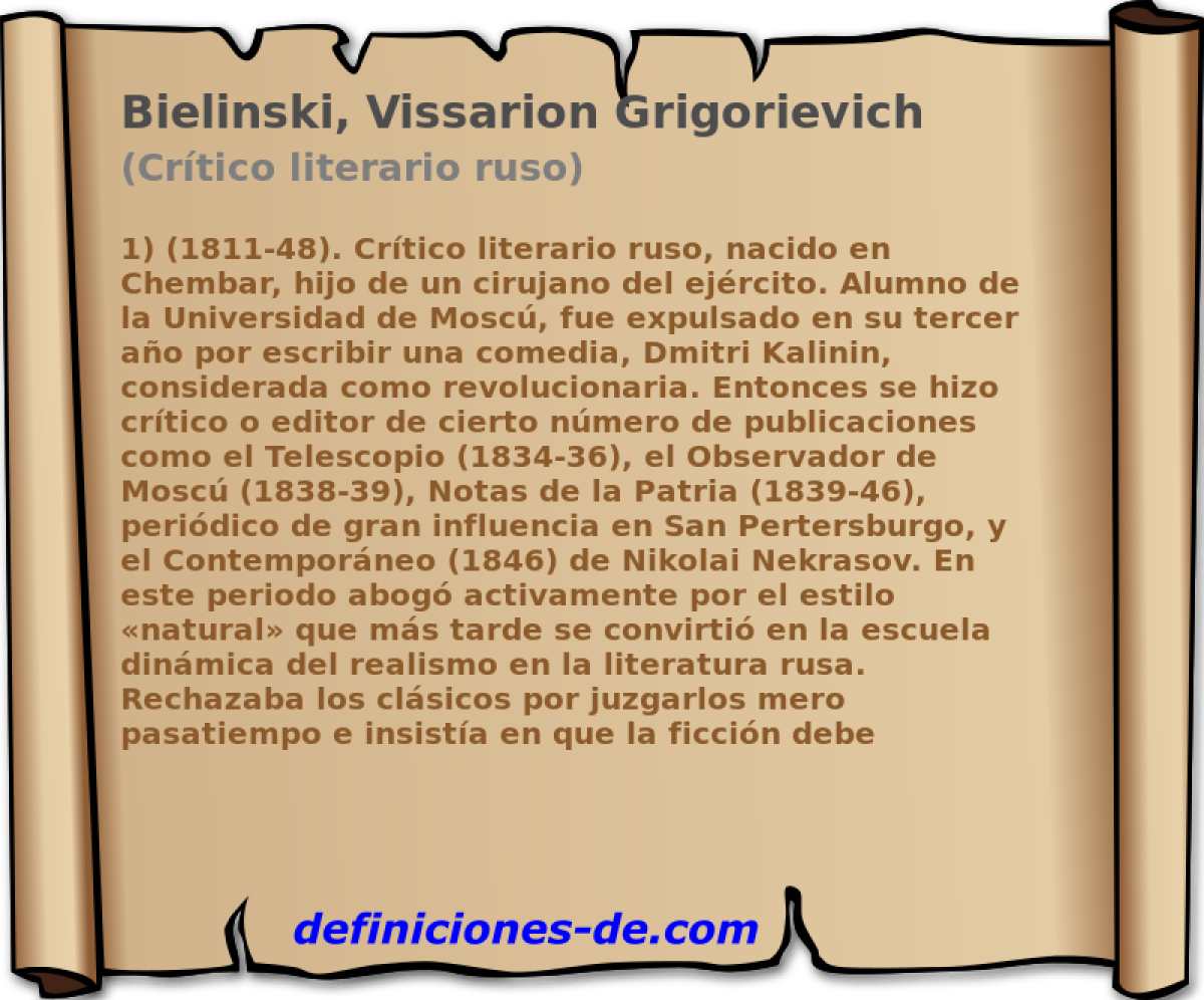 Bielinski, Vissarion Grigorievich (Cr�tico literario ruso)