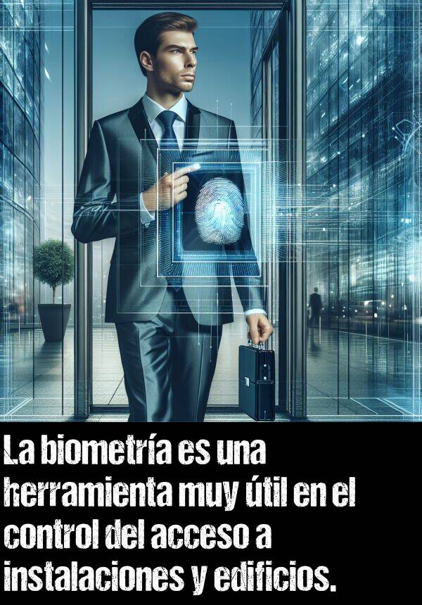 acceso: La biometra es una herramienta muy til en el control del acceso a instalaciones y edificios.