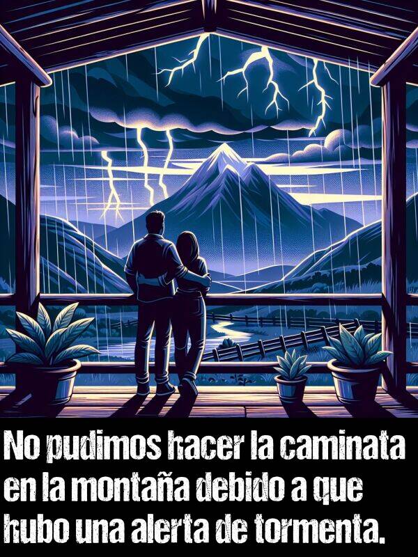 alerta: No pudimos hacer la caminata en la montaa debido a que hubo una alerta de tormenta.