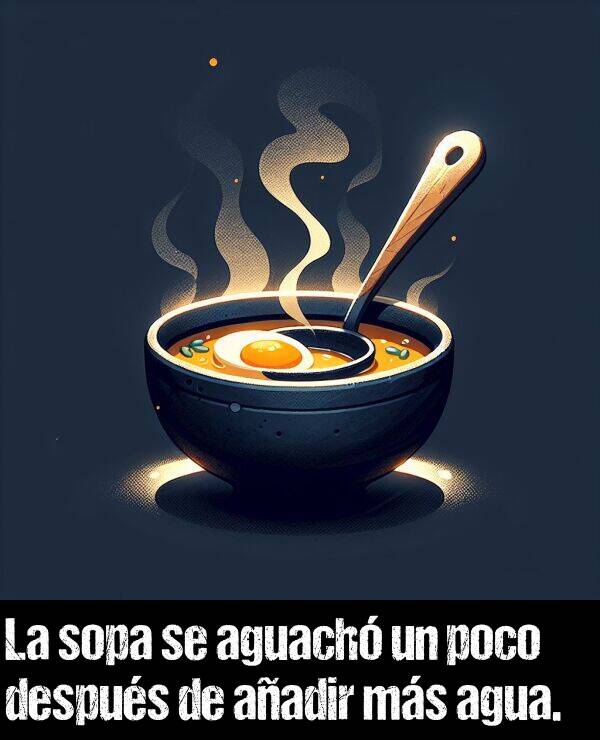 despus: La sopa se aguach un poco despus de aadir ms agua.