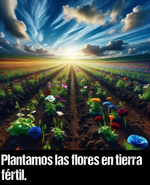 tierra: Plantamos las flores en tierra frtil.