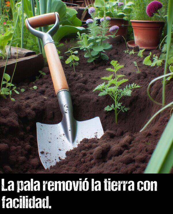 remover: La pala removi la tierra con facilidad.