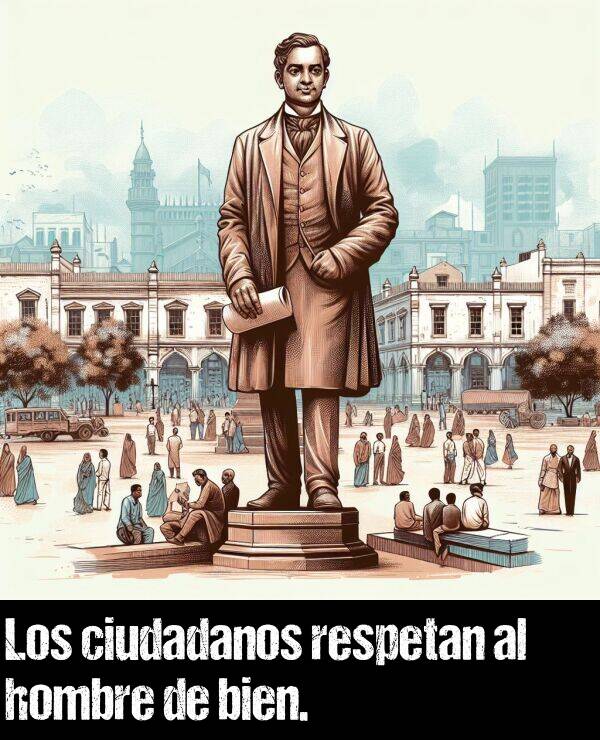 respetar: Los ciudadanos respetan al hombre de bien.