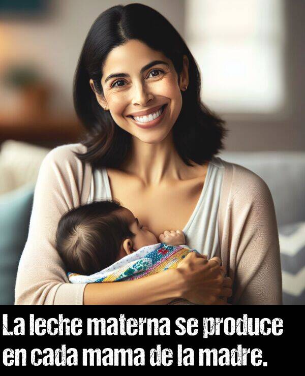 mama: La leche materna se produce en cada mama de la madre.