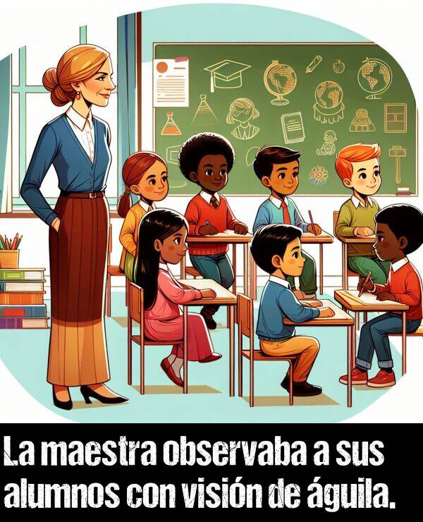 guila: La maestra observaba a sus alumnos con visin de guila.