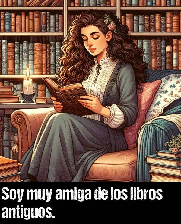 soy: Soy muy amiga de los libros antiguos.