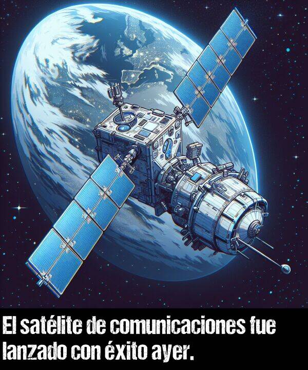 comunicaciones: El satlite de comunicaciones fue lanzado con xito ayer.