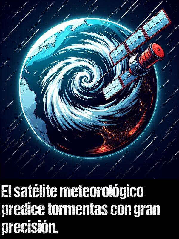 precisin: El satlite meteorolgico predice tormentas con gran precisin.