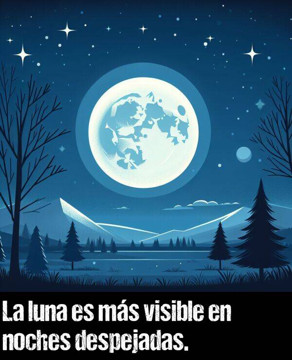 luna: La luna es ms visible en noches despejadas.