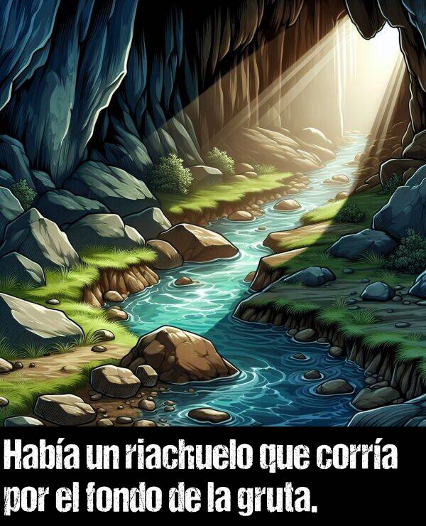 fondo: Haba un riachuelo que corra por el fondo de la gruta.