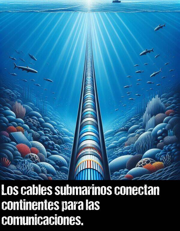 comunicaciones: Los cables submarinos conectan continentes para las comunicaciones.