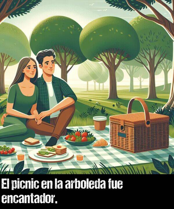 encantador: El picnic en la arboleda fue encantador.
