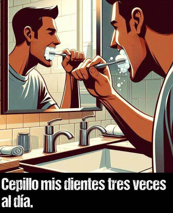 dientes: Cepillo mis dientes tres veces al da.