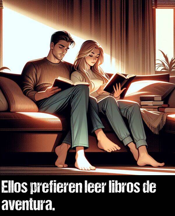 ellos: Ellos prefieren leer libros de aventura.