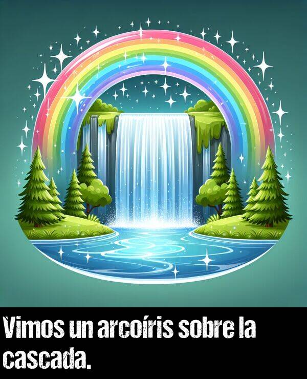 arco iris: Vimos un arcoris sobre la cascada.