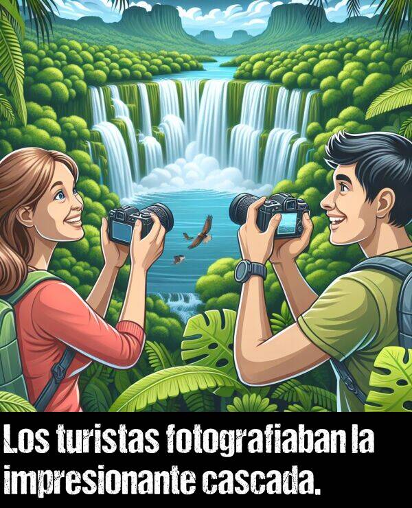 fotografiar: Los turistas fotografiaban la impresionante cascada.