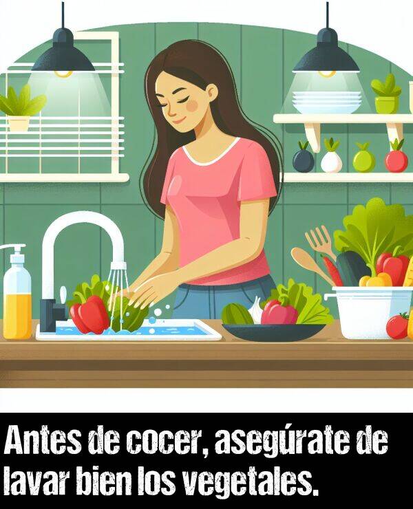 vegetales: Antes de cocer, asegrate de lavar bien los vegetales.