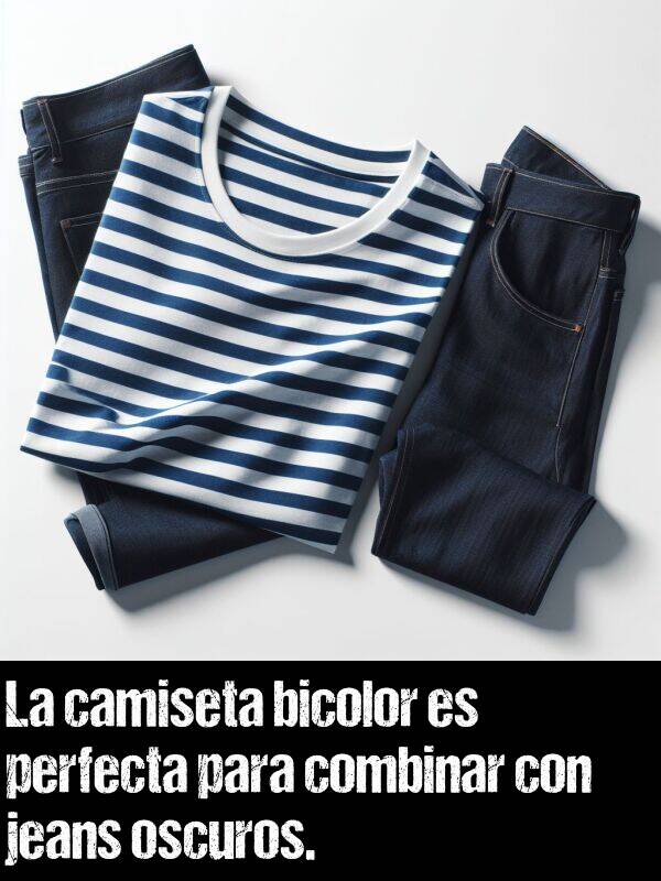 perfecta: La camiseta bicolor es perfecta para combinar con jeans oscuros.