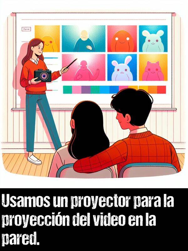 video: Usamos un proyector para la proyeccin del video en la pared.