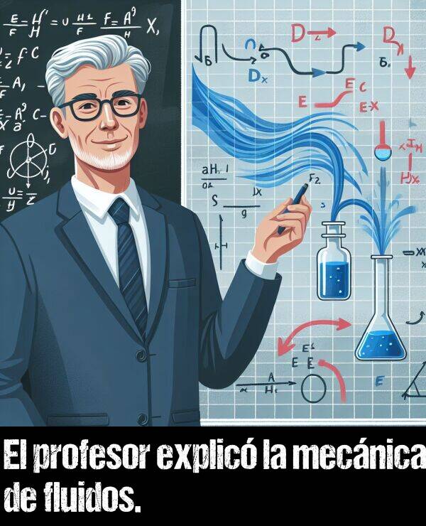 explicar: El profesor explic la mecnica de fluidos.