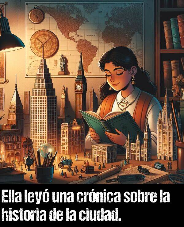 crnica: Ella ley una crnica sobre la historia de la ciudad.