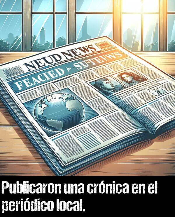 peridico: Publicaron una crnica en el peridico local.