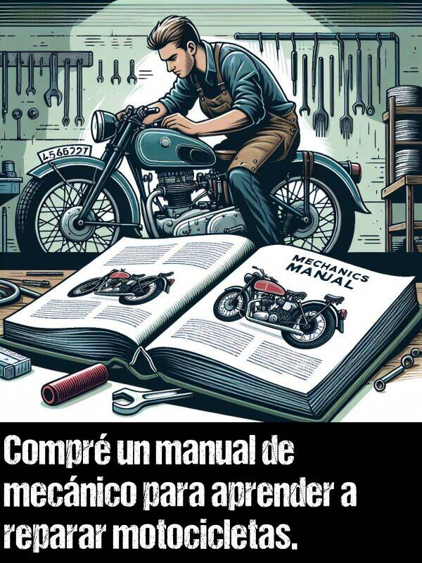 reparar: Compr un manual de mecnico para aprender a reparar motocicletas.