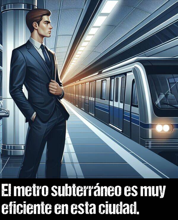 eficiente: El metro subterrneo es muy eficiente en esta ciudad.