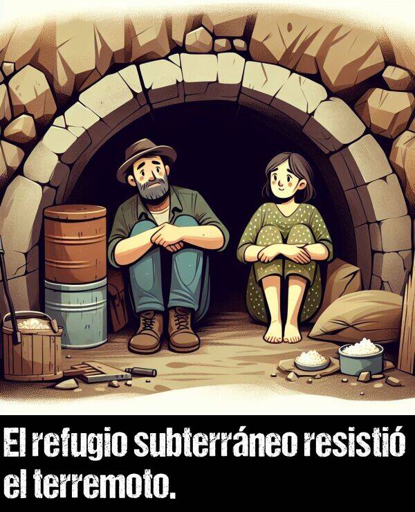 resistir: El refugio subterrneo resisti el terremoto.