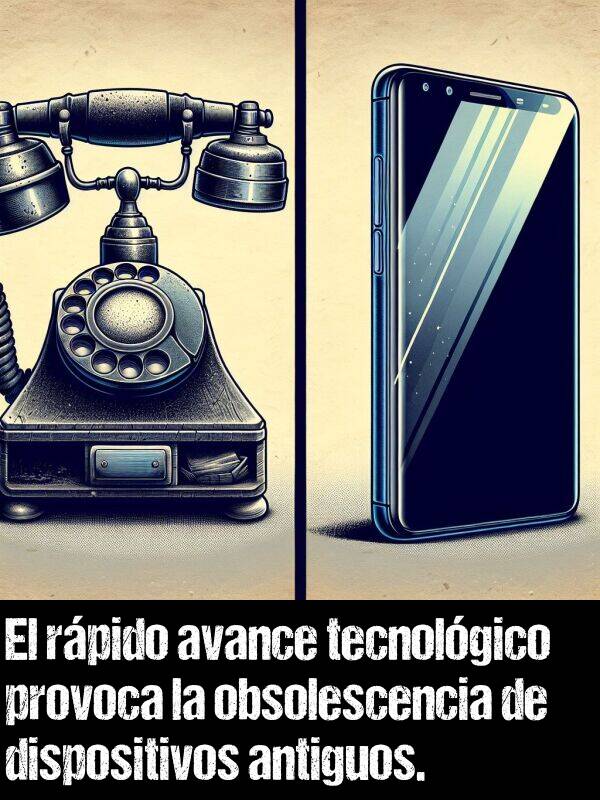 provoca: El rpido avance tecnolgico provoca la obsolescencia de dispositivos antiguos.