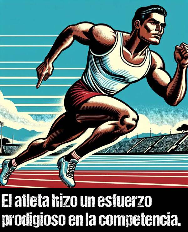 competencia: El atleta hizo un esfuerzo prodigioso en la competencia.