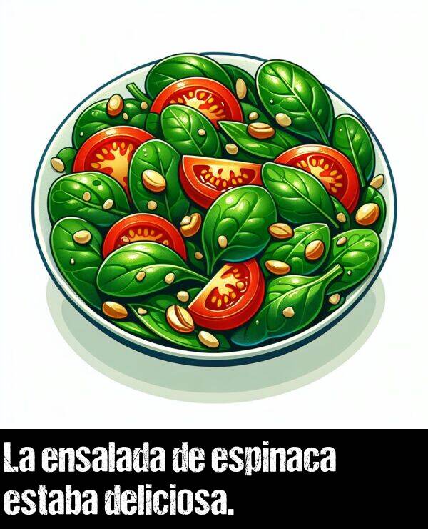 ensalada: La ensalada de espinaca estaba deliciosa.