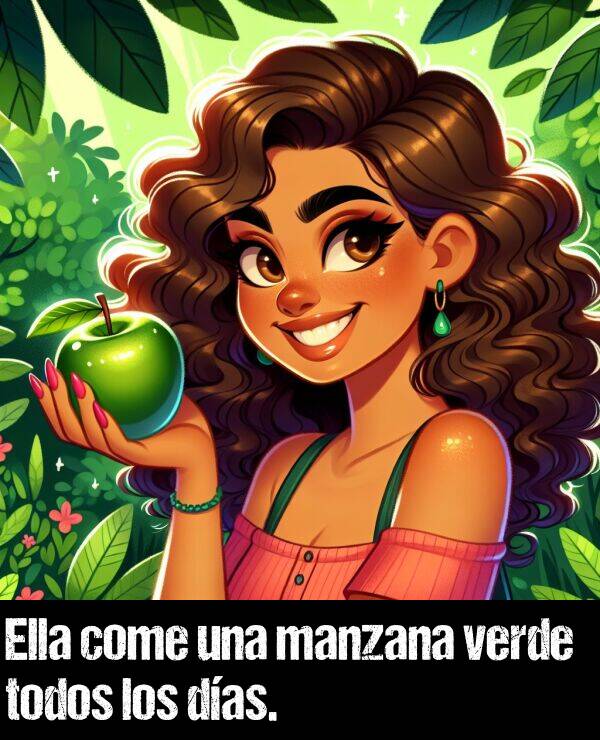 manzana: Ella come una manzana verde todos los das.