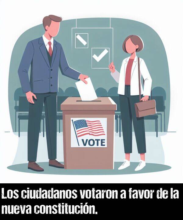 favor: Los ciudadanos votaron a favor de la nueva constitucin.