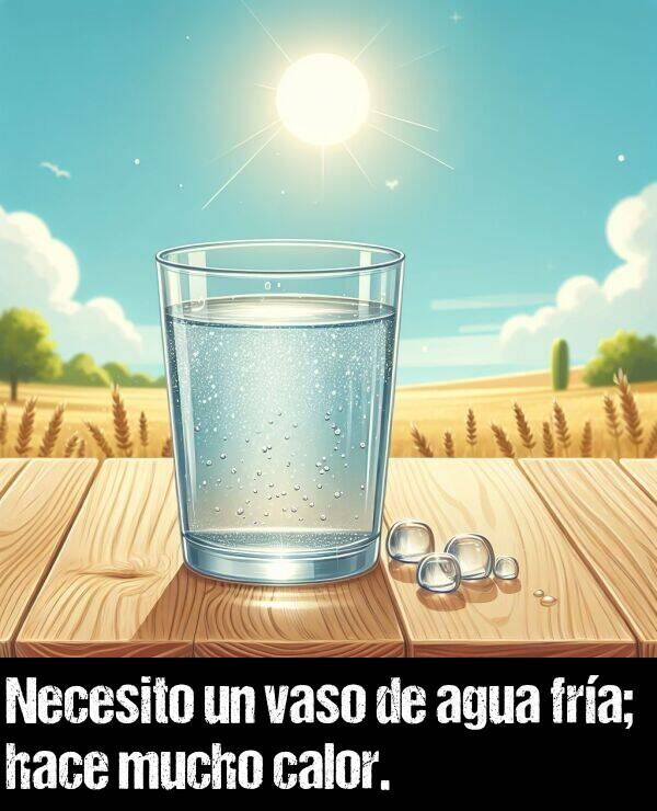 vaso: Necesito un vaso de agua fra; hace mucho calor.