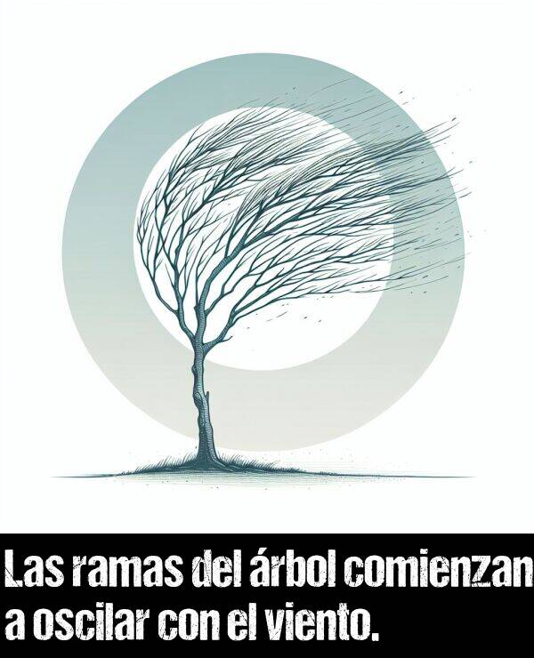 ramas: Las ramas del rbol comienzan a oscilar con el viento.