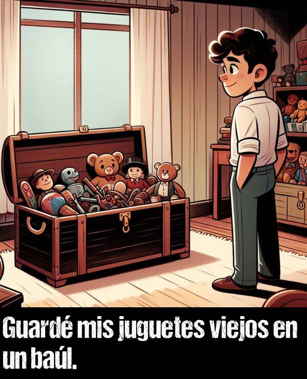 guardar: Guard mis juguetes viejos en un bal.