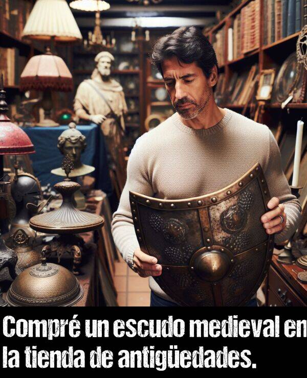 tienda: Compr un escudo medieval en la tienda de antigedades.