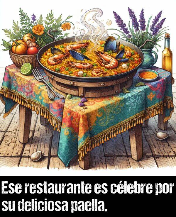 restaurante: Ese restaurante es clebre por su deliciosa paella.