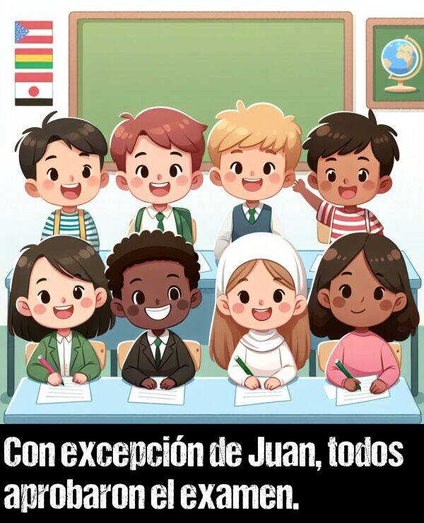 excepcin: Con excepcin de Juan, todos aprobaron el examen.