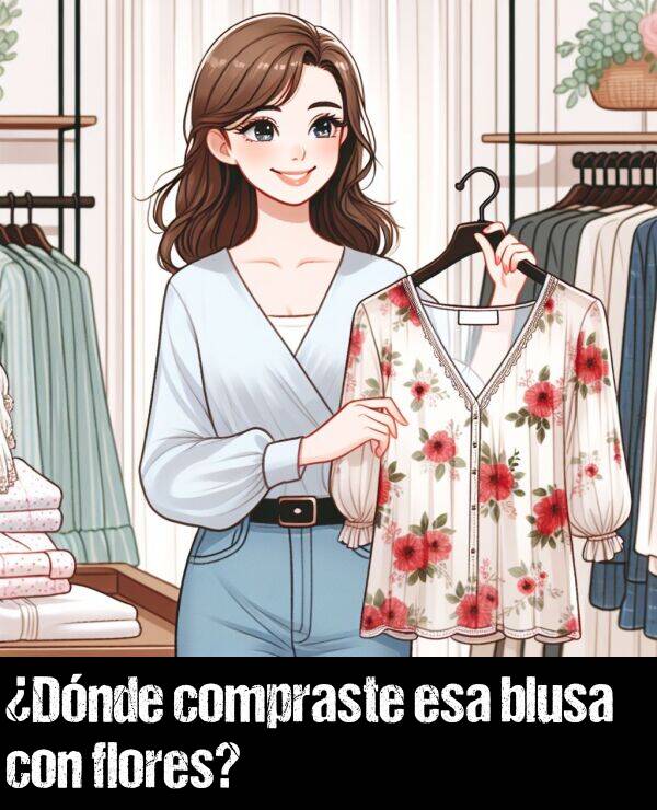 compraste: Dnde compraste esa blusa con flores?